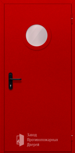 Фото двери «Однопольная с круглым стеклом (красная)» в Наро-Фоминску