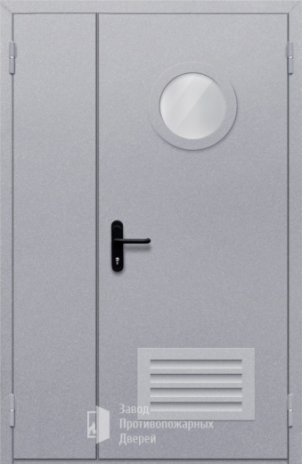 Фото двери «Полуторная с круглым стеклом и решеткой» в Наро-Фоминску