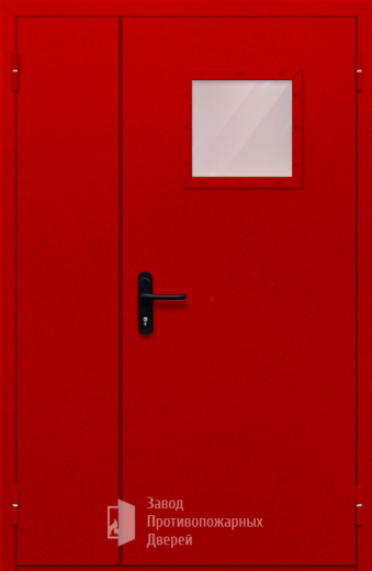 Фото двери «Полуторная со стеклопакетом (красная)» в Наро-Фоминску