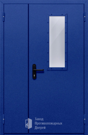 Фото двери «Полуторная со стеклом (синяя)» в Наро-Фоминску