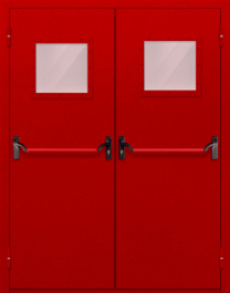 Фото двери «Двупольная со стеклопакетом и антипаникой (красная)» в Наро-Фоминску