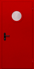 Фото двери «Однопольная с круглым стеклом (красная)» в Наро-Фоминску