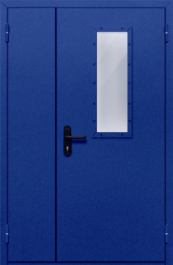 Фото двери «Полуторная со стеклом (синяя)» в Наро-Фоминску