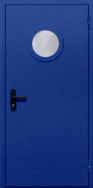 Фото двери «Однопольная с круглым стеклом (синяя)» в Наро-Фоминску