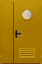 Фото двери «Полуторная с вентиляцией и стеклом №45» в Наро-Фоминску