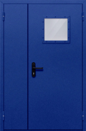 Фото двери «Полуторная со стеклопакетом (синяя)» в Наро-Фоминску